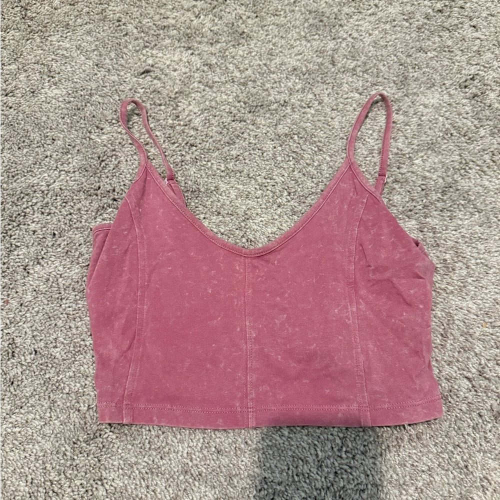 pink american eagle scoop back crop tank